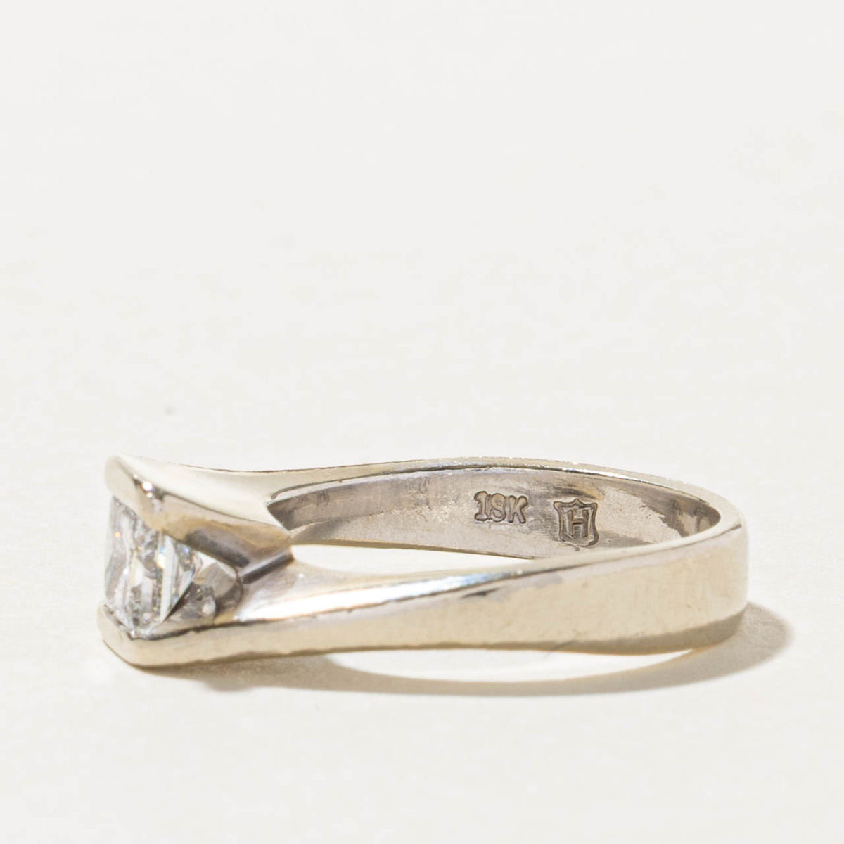 18k Tension Set Princess Cut Diamond Bypass Ring | 0.50ct SI1 G/H | SZ 5.5
