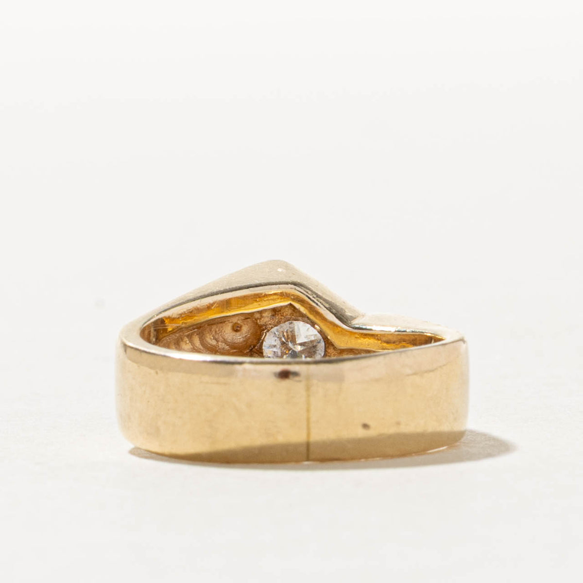 14k Solitaire Compass Set Princess Cut Diamond Ring | 0.75ct SI2 J | SZ 3.75