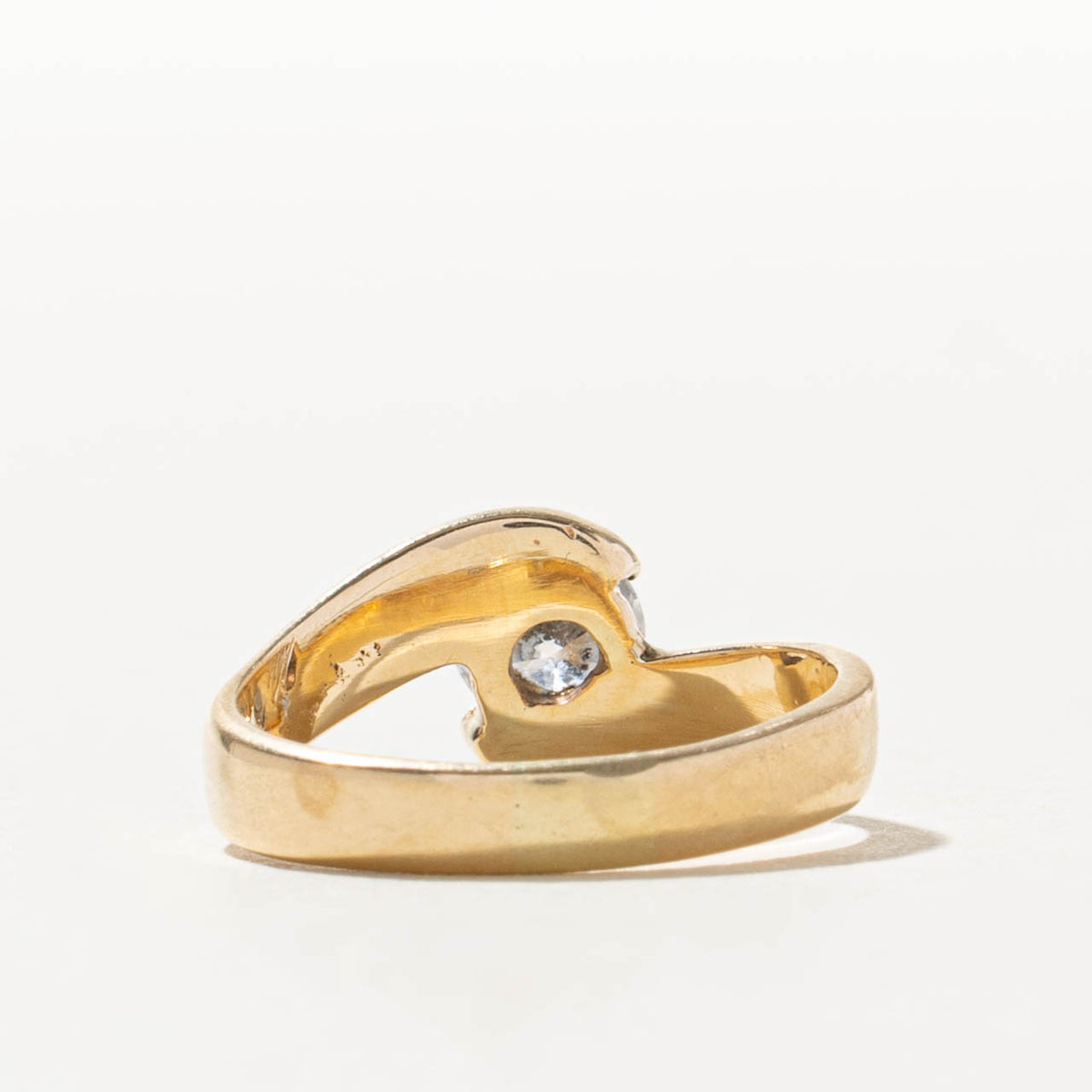 14k Solitaire Semi Bezel Set Diamond Bypass Ring | 0.72ct I1 H | SZ 7.25