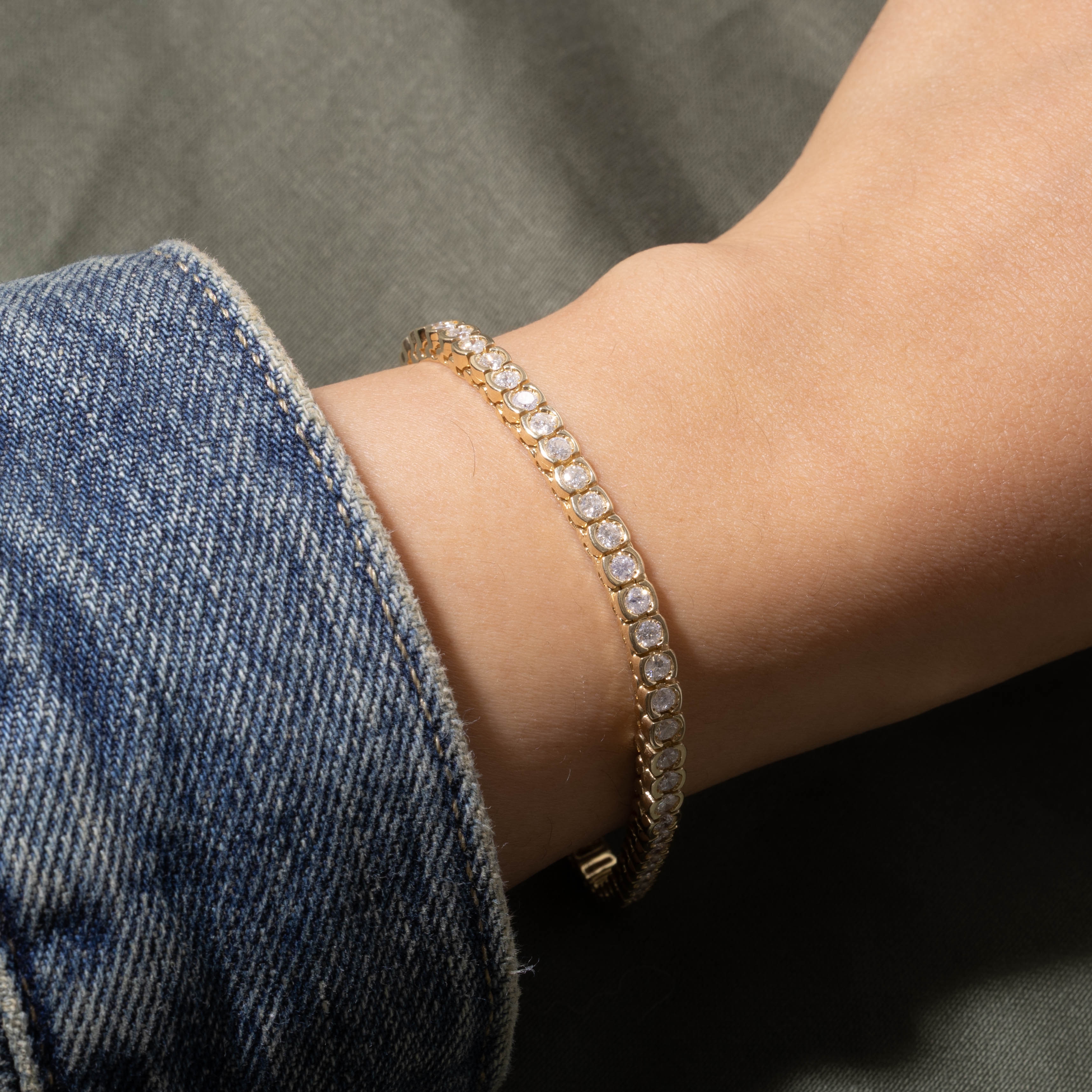14k Semi Bezel Set Diamond Tennis Bracelet | 3.10ctw | 7.5"