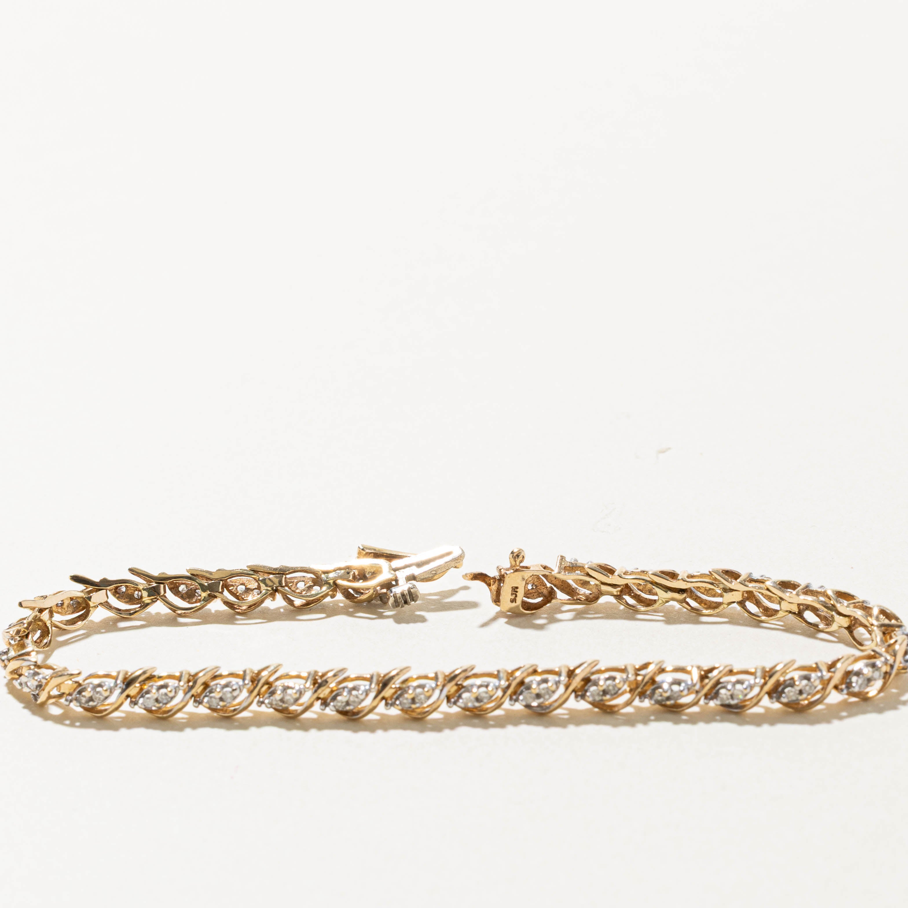 10k Diamond Cluster Openwork Tennis Bracelet | 0.30ctw | 7.5"
