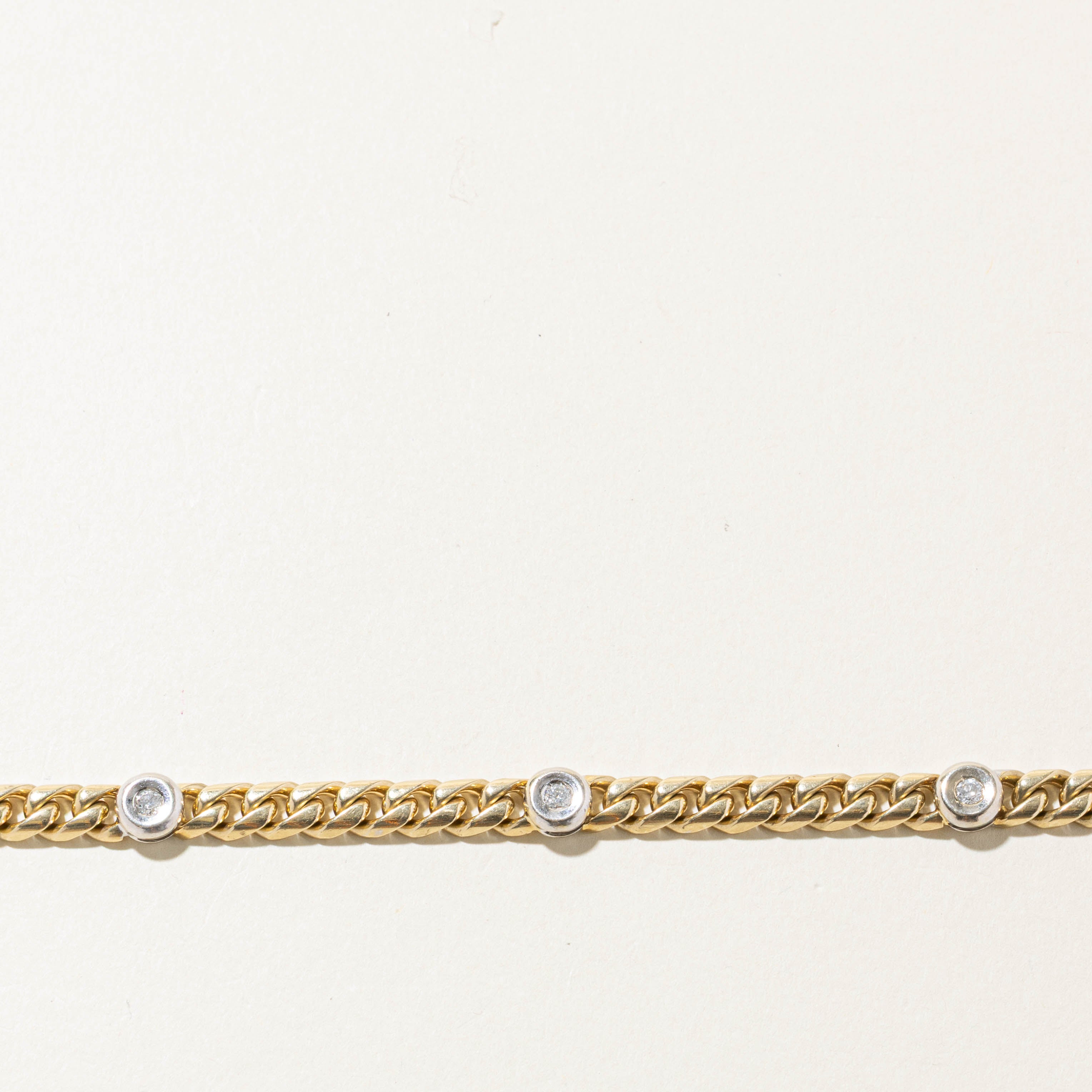 14k Five Stone Diamond Curb Link Bracelet | 0.35ctw | 8"