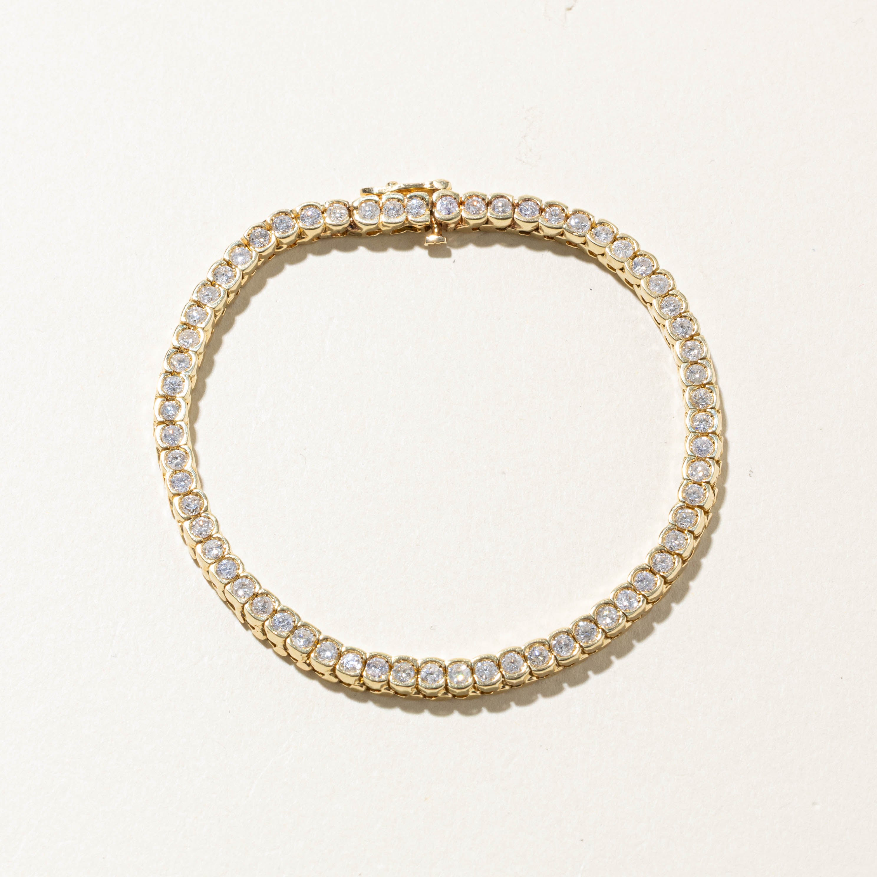 14k Semi Bezel Set Diamond Tennis Bracelet | 3.10ctw | 7.5"