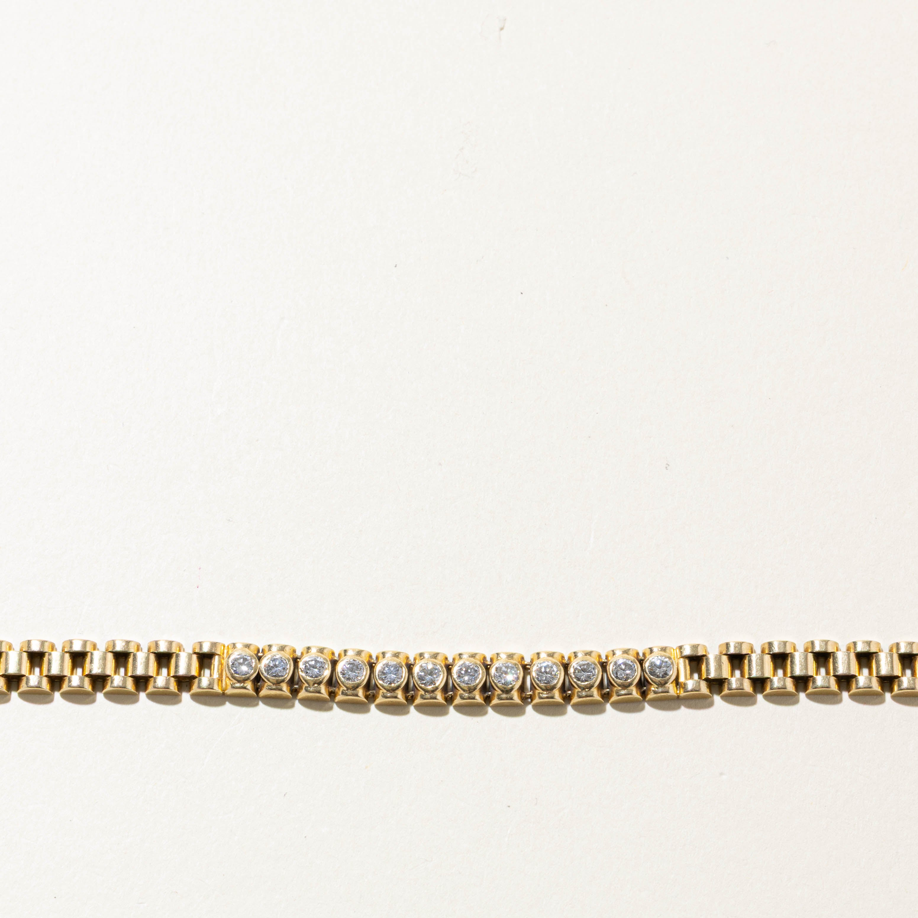 14k Bezel Set Diamond Watch Strap Bracelet | 0.96ctw | 7"