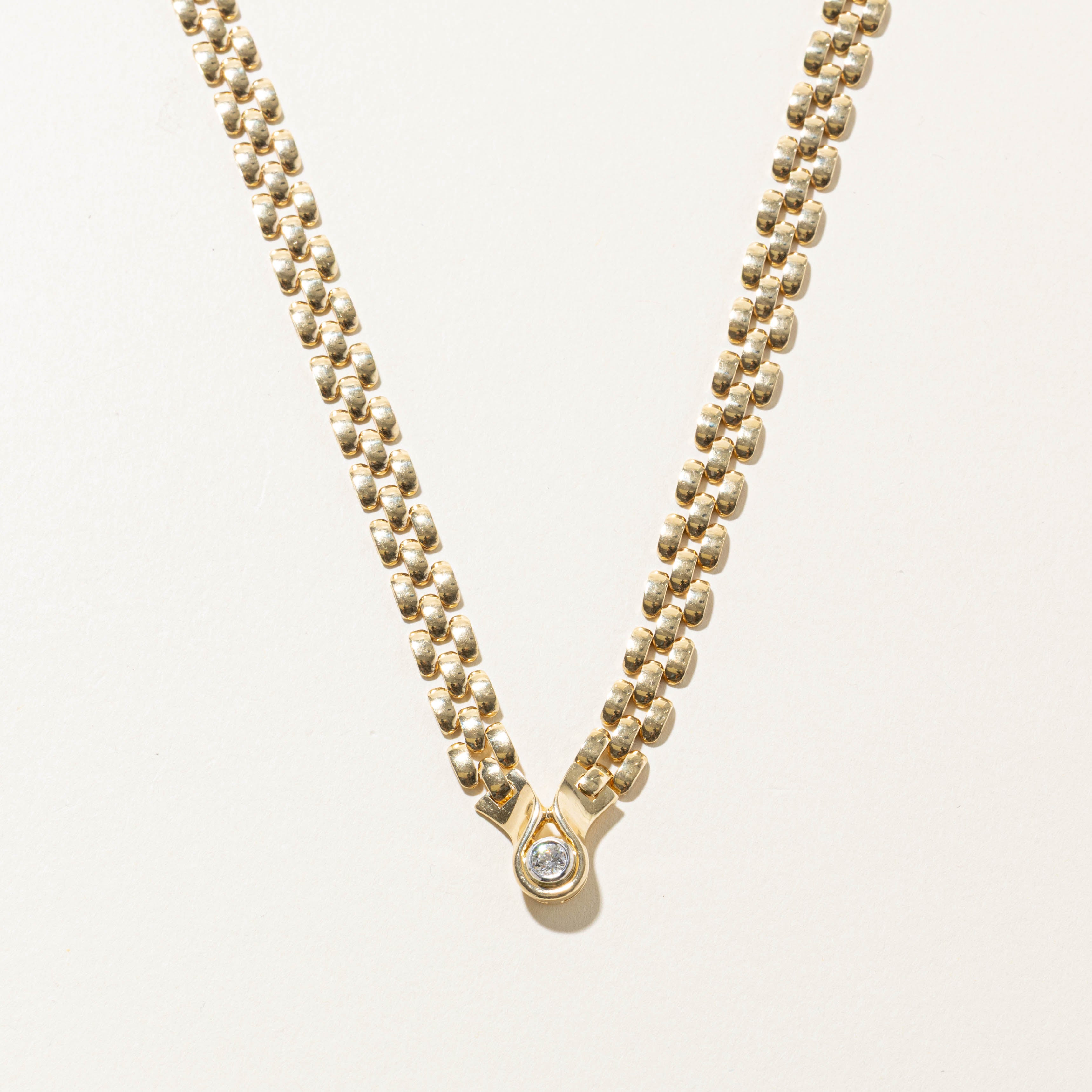 14k Solitaire Diamond Pendant Panther Chain Necklace | 0.20ct | 16"