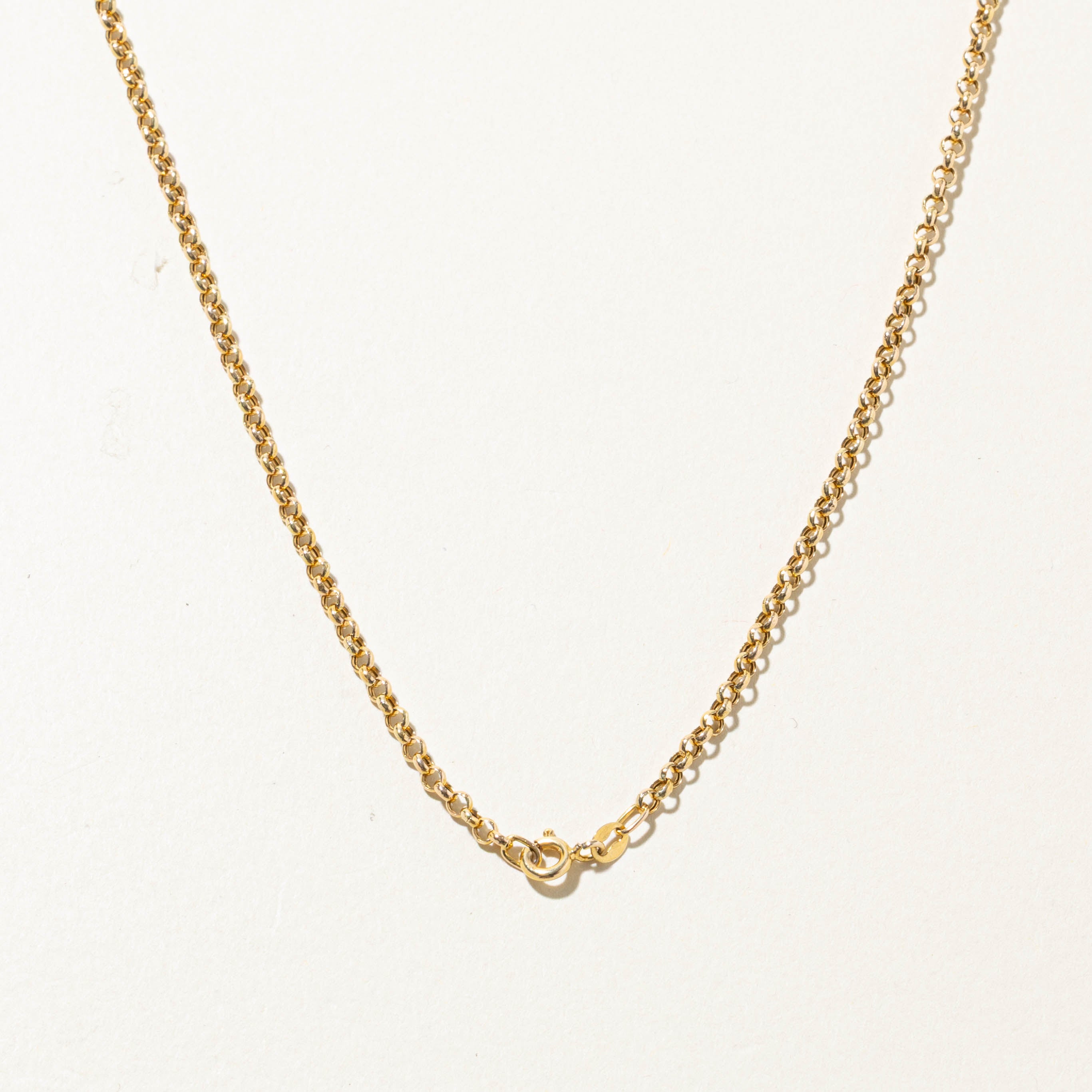 14k Solitaire Diamond Pendant Rolo Chain Necklace | 0.07ct | 8"