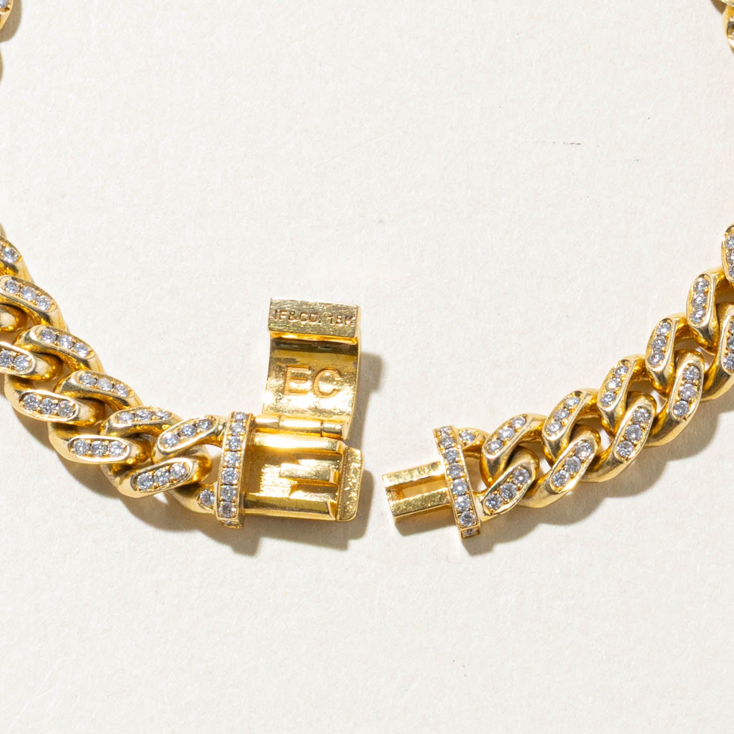 'IF & Co.' 18k Pave Set Diamond Cuban Link Bracelet | 0.55ctw | 7mm | 7"
