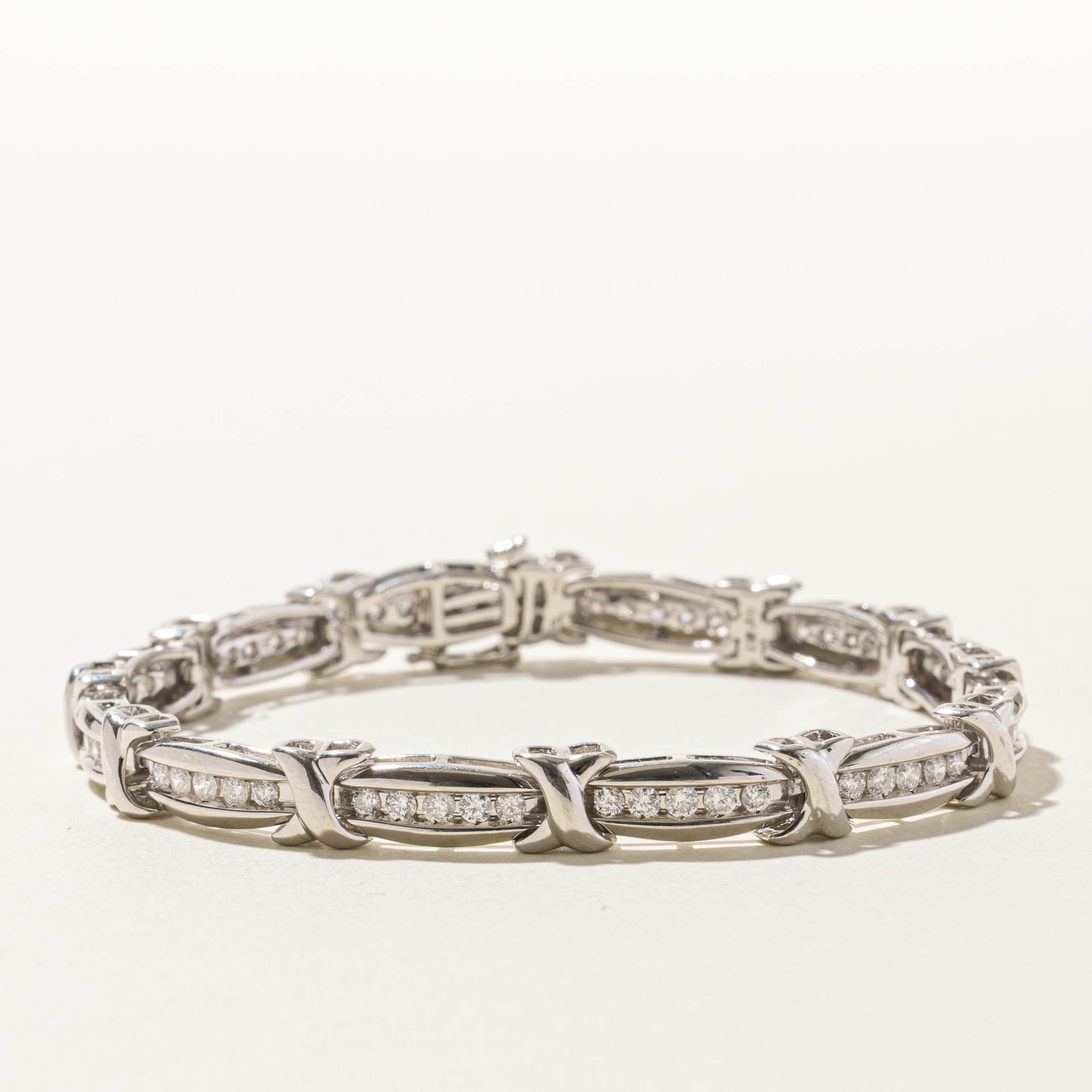 14k Channel Set Diamond X Tennis Bracelet | 1.80ctw | 7.25"
