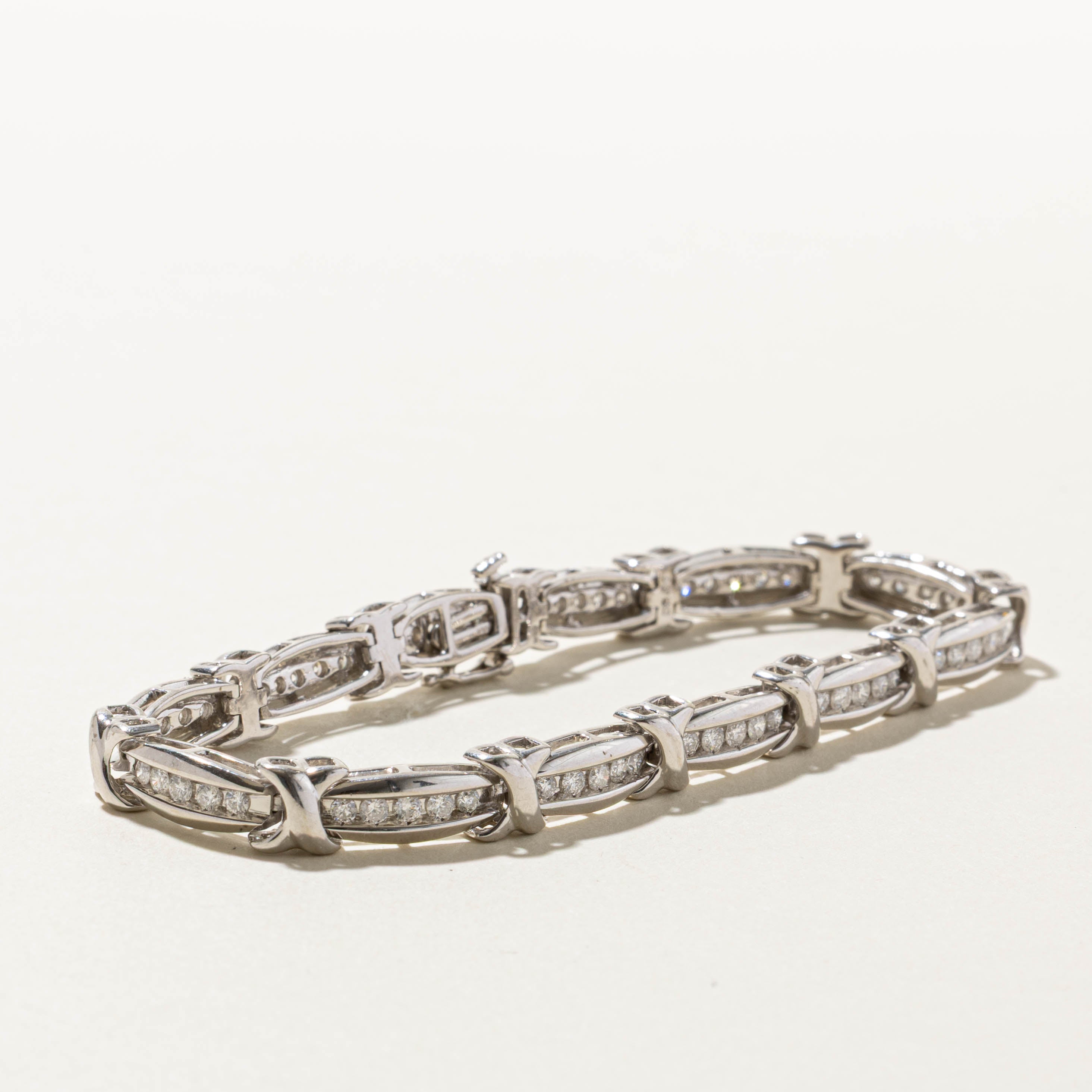 14k Channel Set Diamond X Tennis Bracelet | 1.80ctw | 7.25"