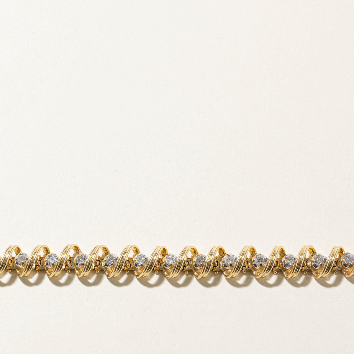 14k Yellow Gold Diamond Twisted Tennis Bracelet | 2.62ctw | 7"