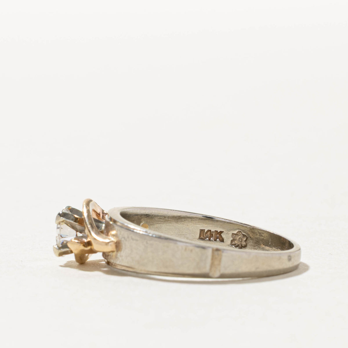 18k Two Tone Solitaire Diamond Ring | 0.19ct | SZ 6.5