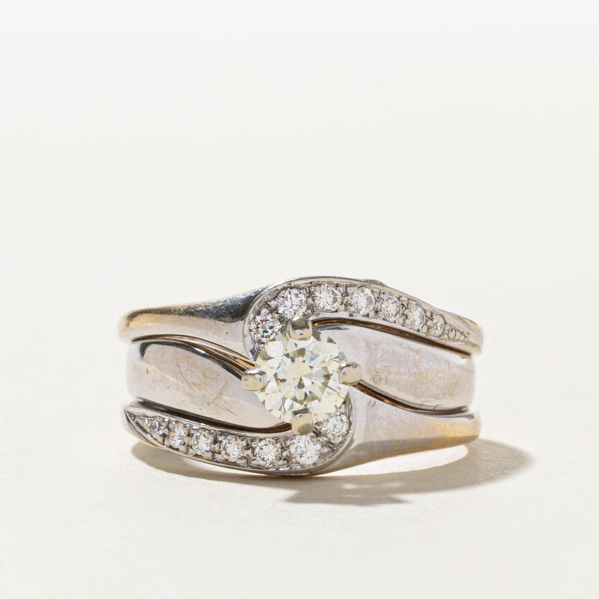 14k Diamond Pavé Set Accented Soldered Wedding Ring Set | 0.58ct SI1 J/K, 0.15ctw | SZ 8