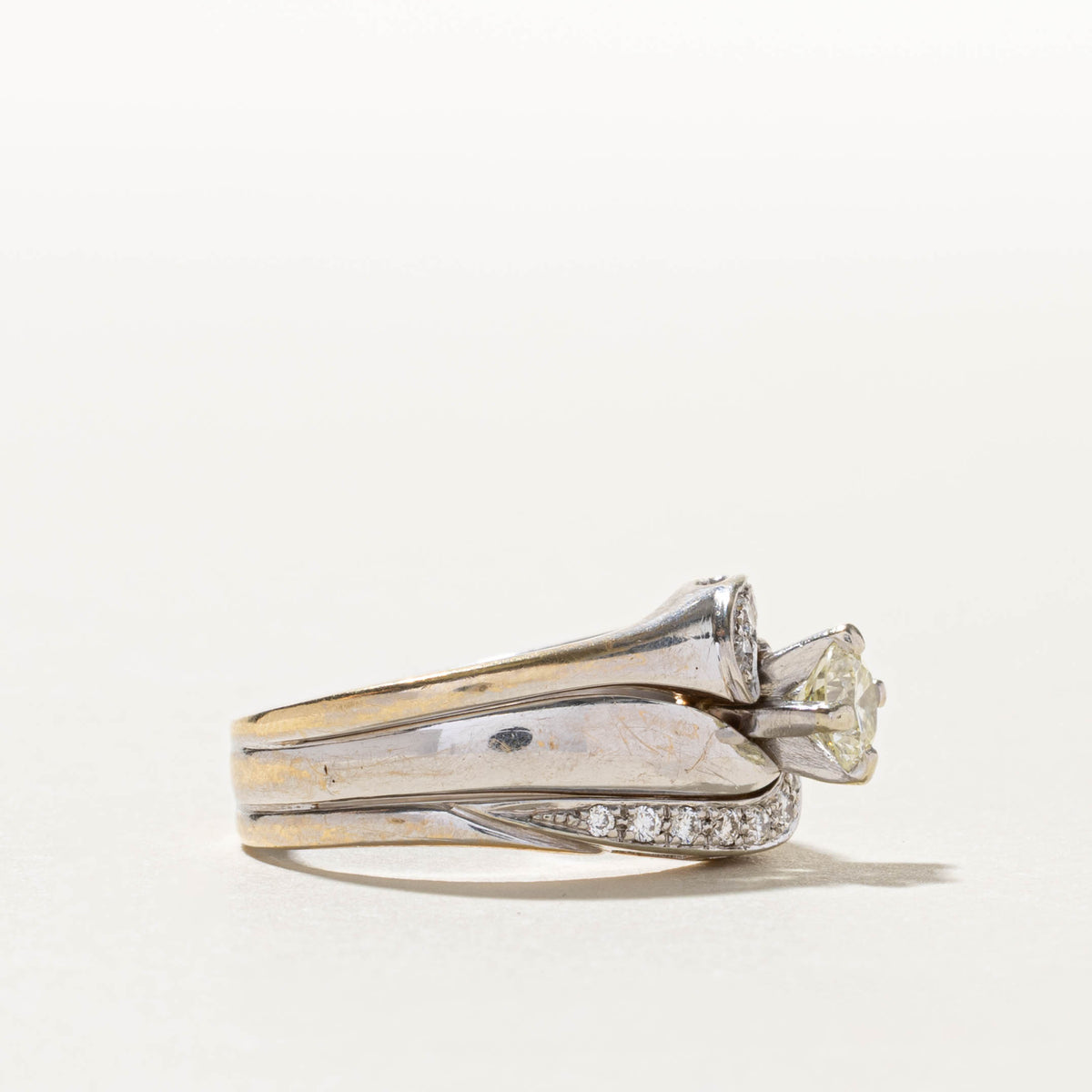 14k Diamond Pavé Set Accented Soldered Wedding Ring Set | 0.58ct SI1 J/K, 0.15ctw | SZ 8