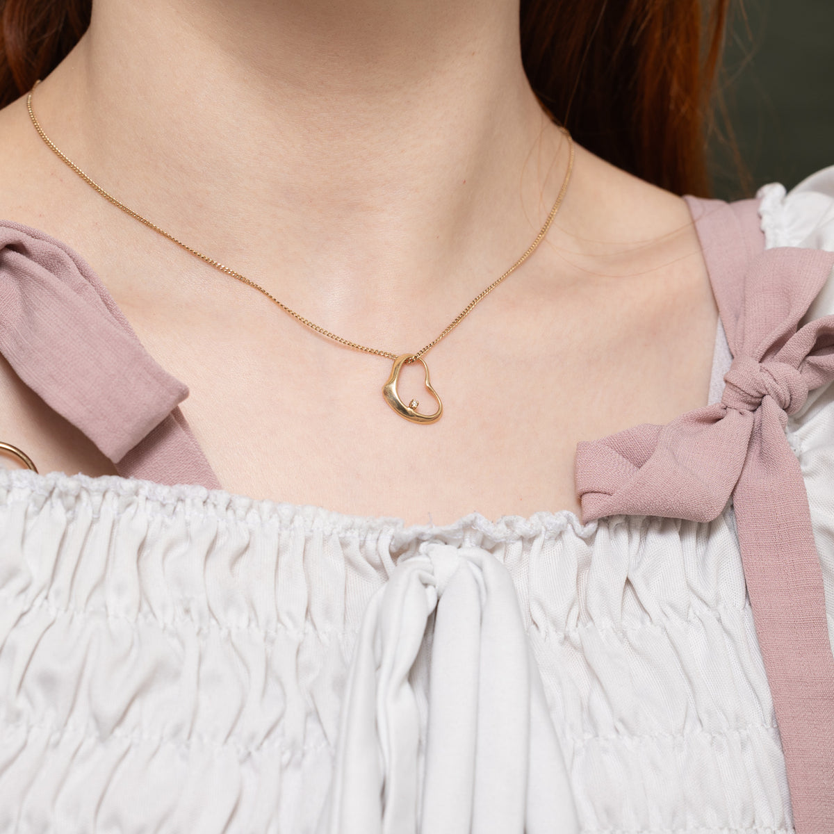 10k Diamond Open Heart Pendant