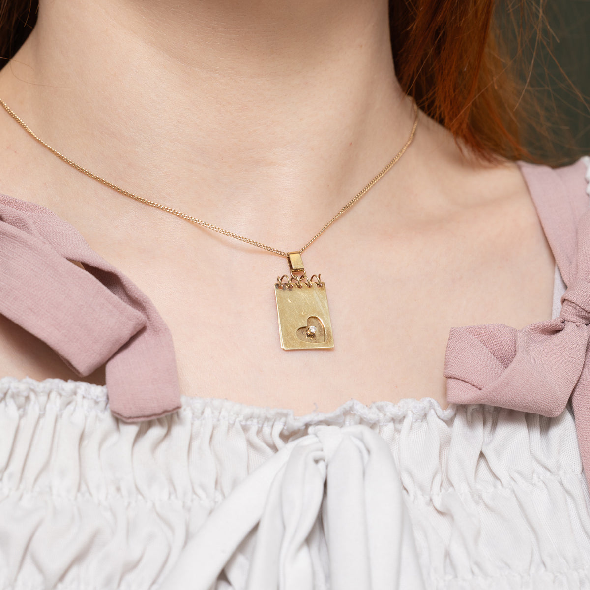 14k Diamond Heart "I Love You" Notebook Pendant