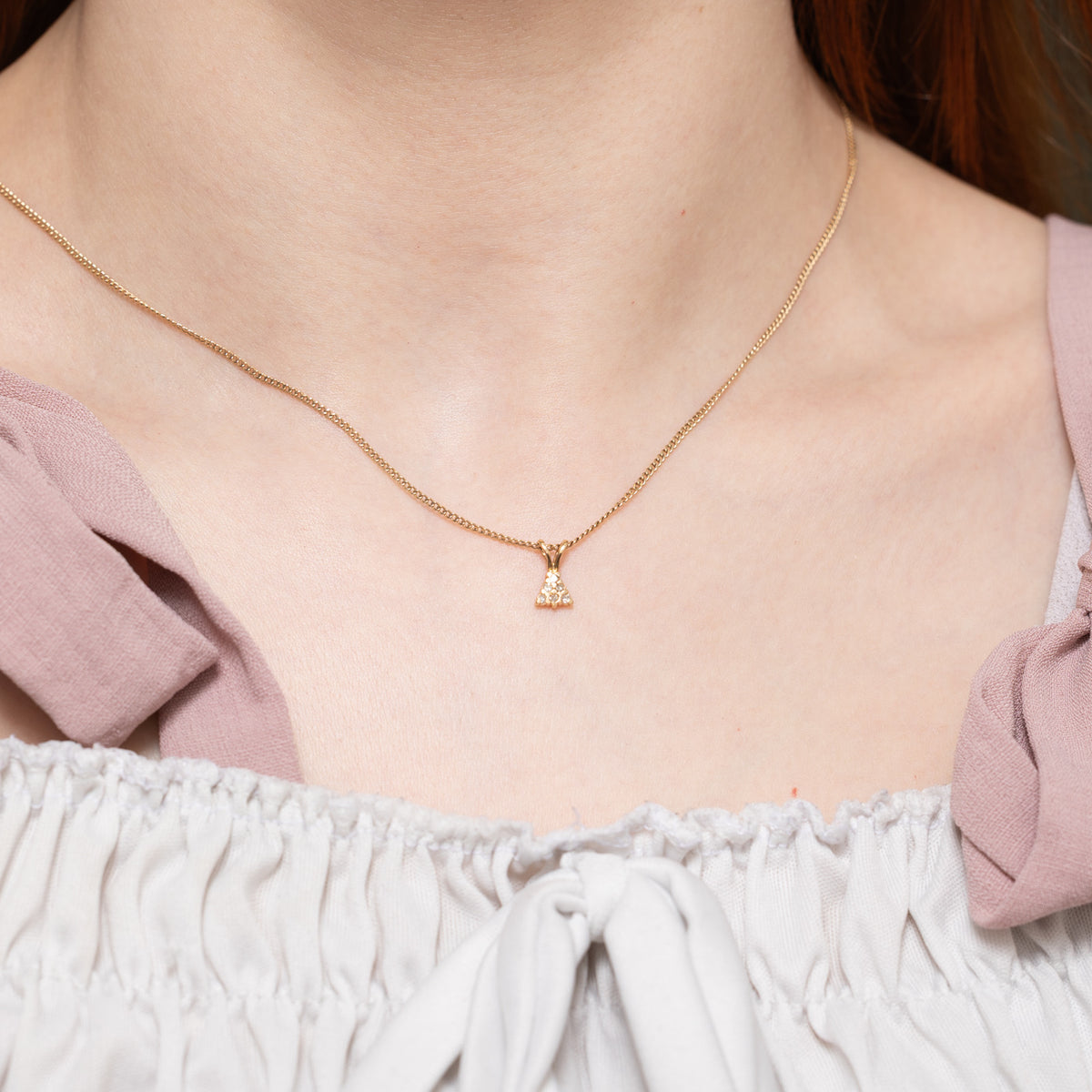 14k Diamond Cluster Triangle Pendant
