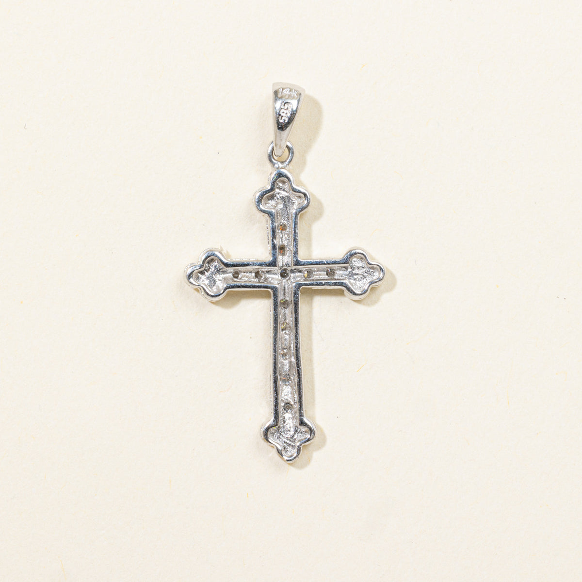 14k Pave Set Diamond Ornate Cross Pendant
