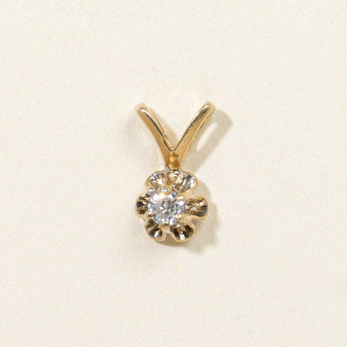 14k Belcher Set Diamond Pendant