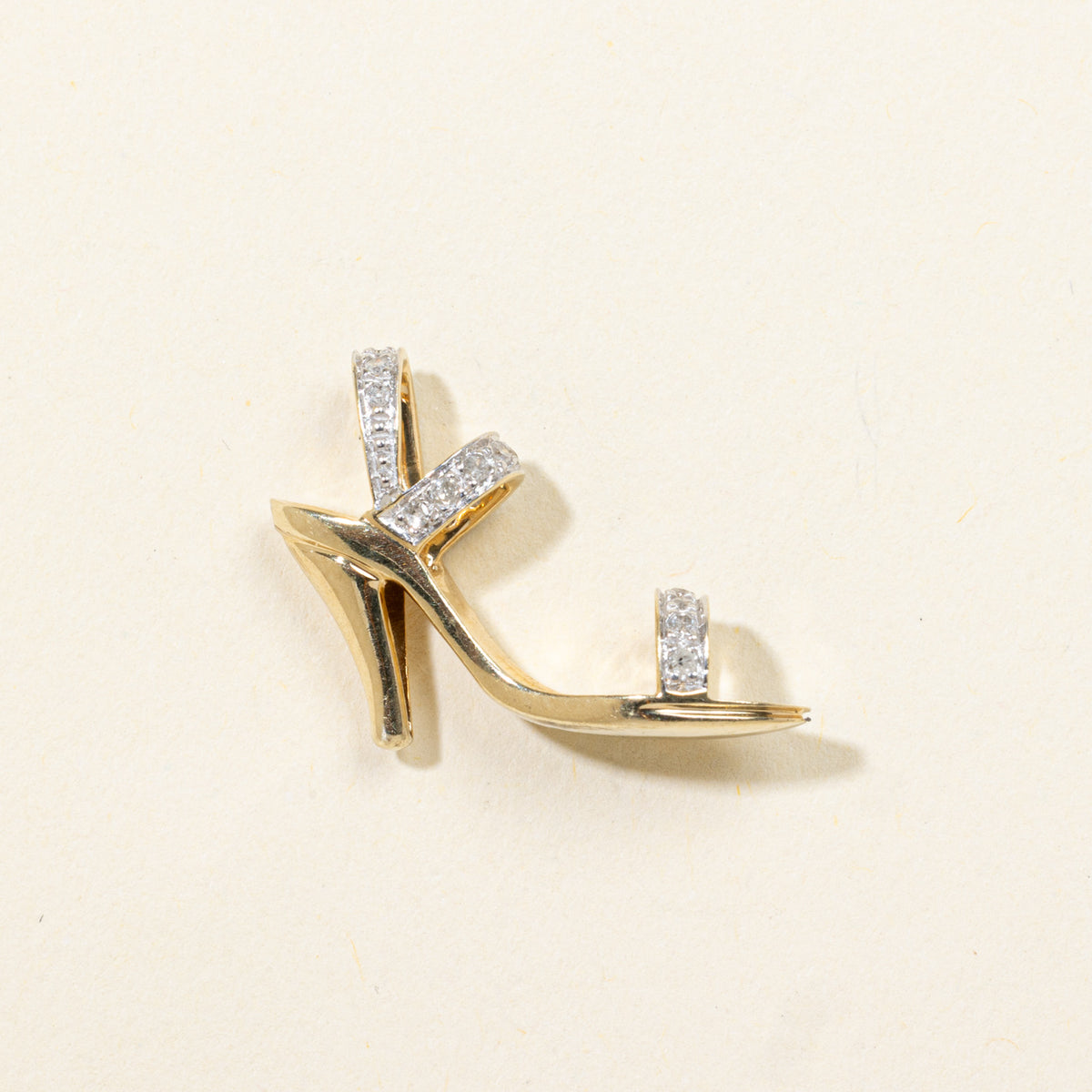 14k Diamond Accented High Heel Pendant