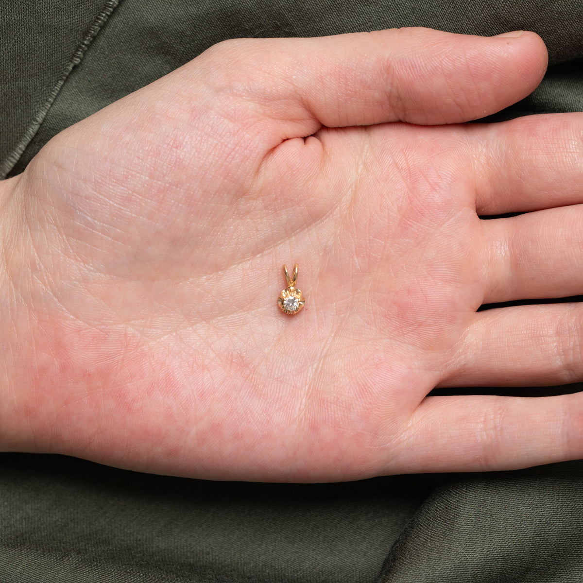 14k Belcher Set Diamond Pendant