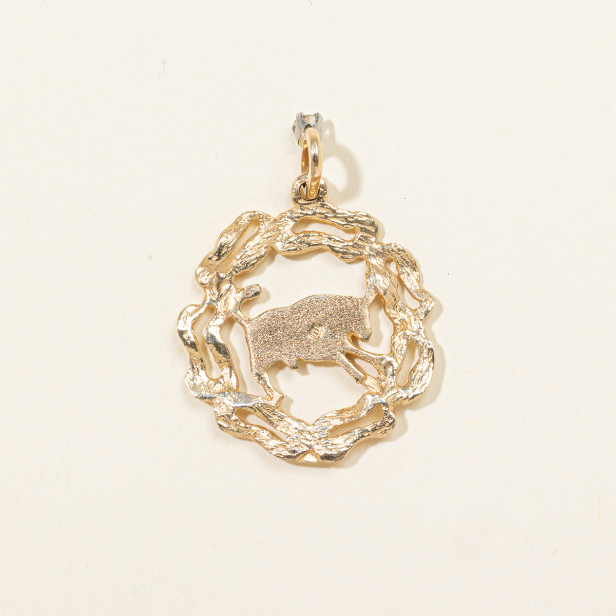 10k Diamond Nuggety Taurus Zodiac Pendant