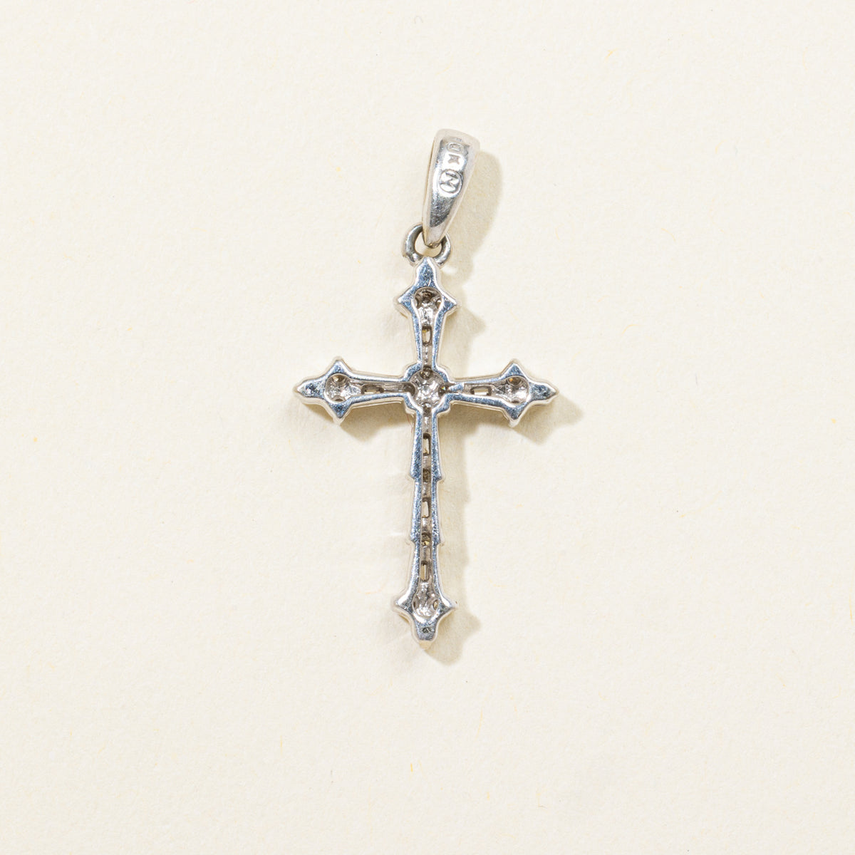 10k Mixed Cut Diamond Ornate Cross Pendant