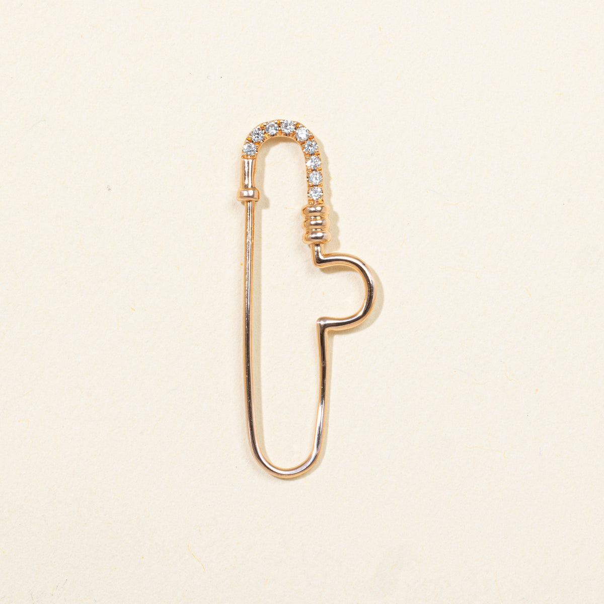 18k Diamond Accented Safety Pin Pendant
