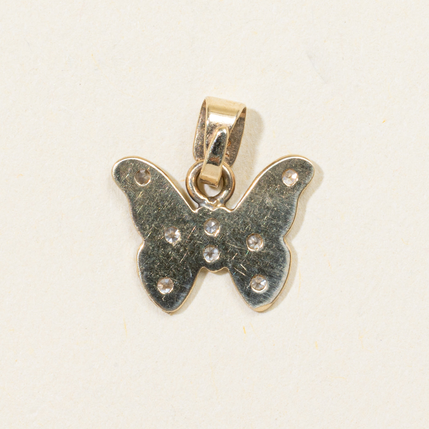 10k Diamond Textured Butterfly Pendant