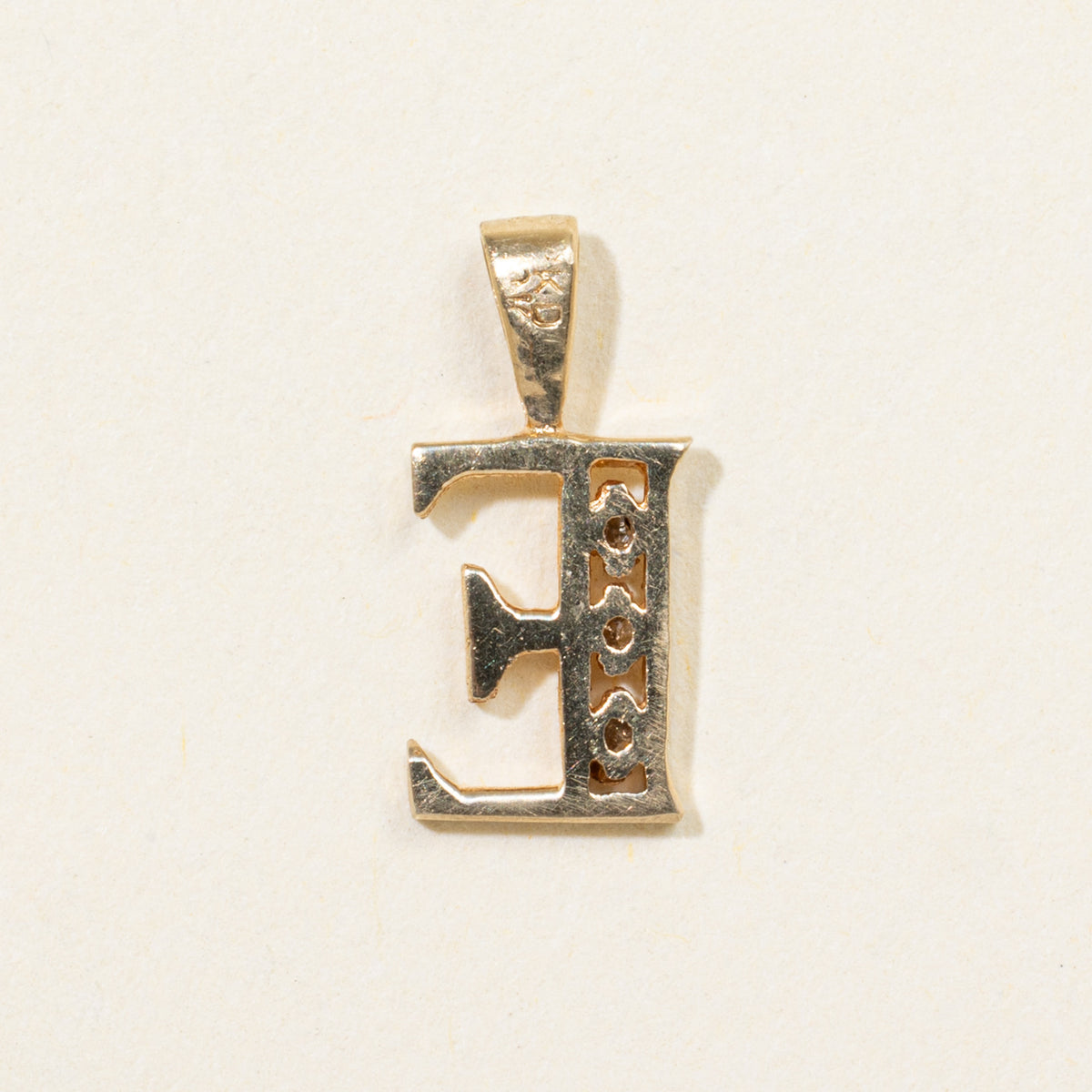 10k Channel Set Diamond "E" Initial Pendant