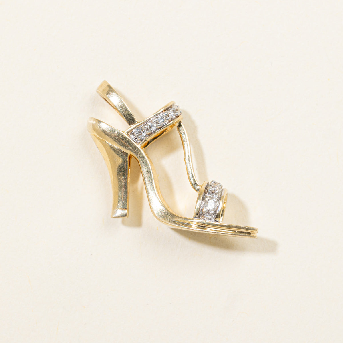 14k Accent Diamond High Heel Sandal Charm