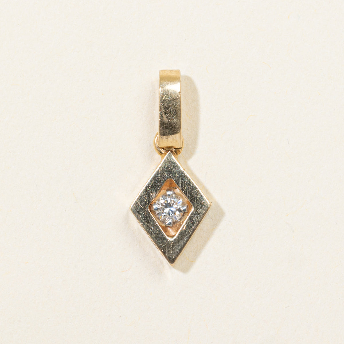 14k Diamond Rhombus Pendant