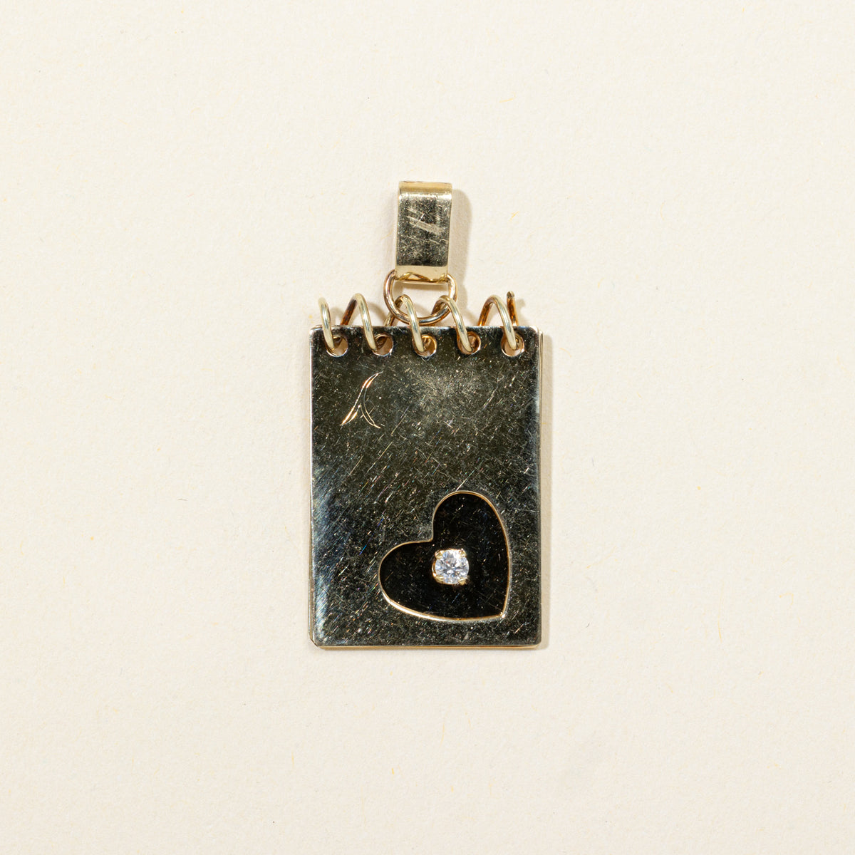 14k Diamond Heart "I Love You" Notebook Pendant