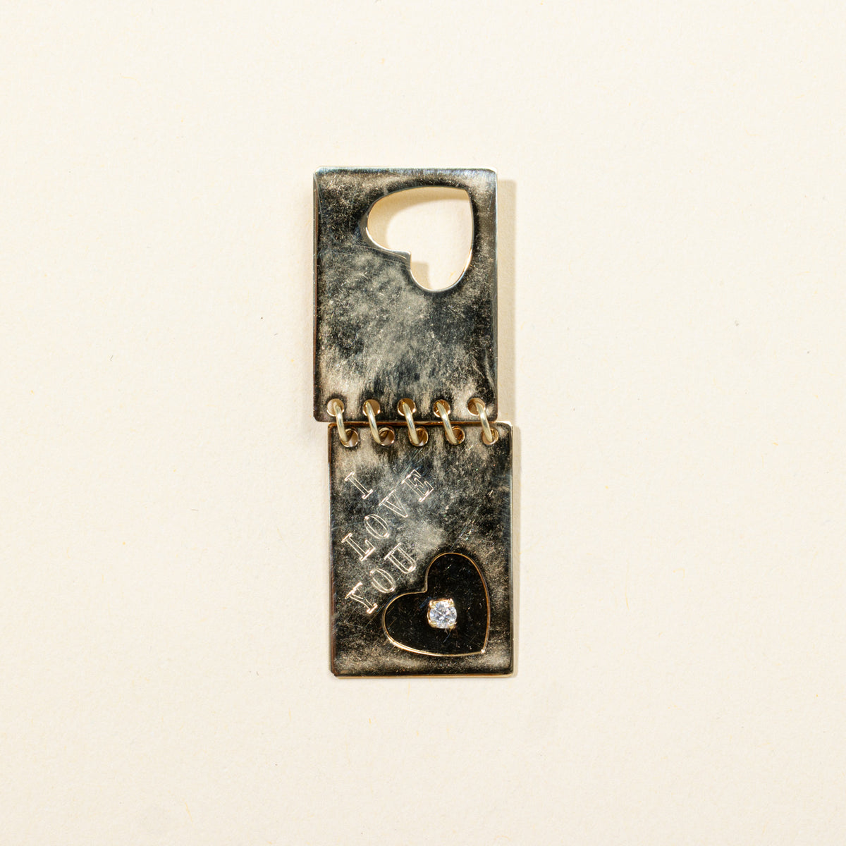 14k Diamond Heart "I Love You" Notebook Pendant