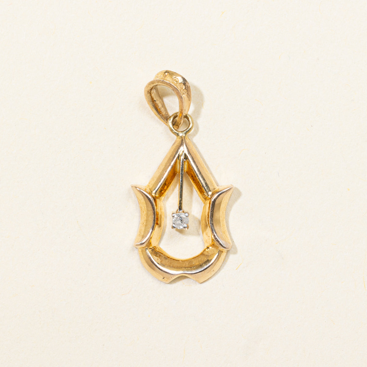 14k Floating Diamond Openwork Geometric Pendant