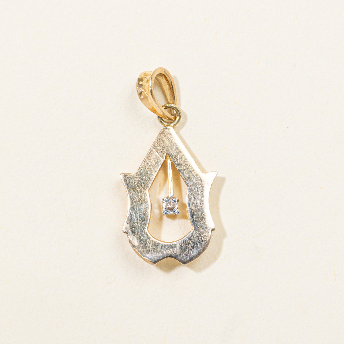 14k Floating Diamond Openwork Geometric Pendant