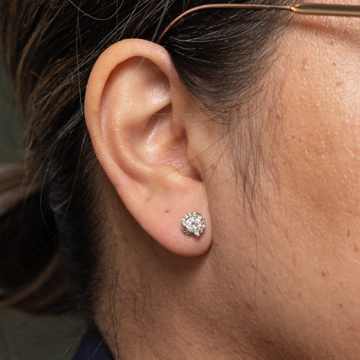 14k White Gold Diamond Halo Stud Earrings | 0.70ctw