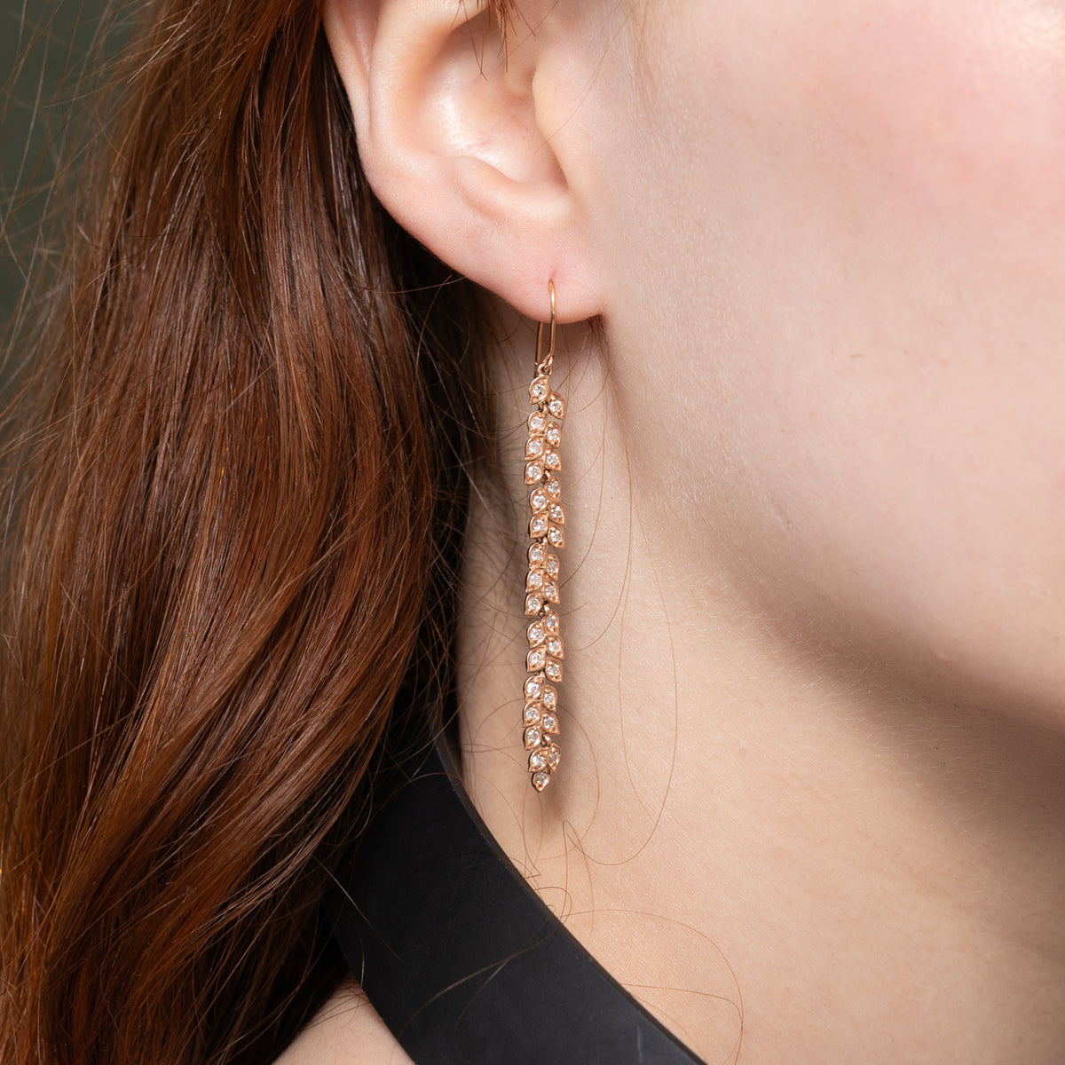 14k Diamond Leafy Vine Drop Earrings | 0.60ctw