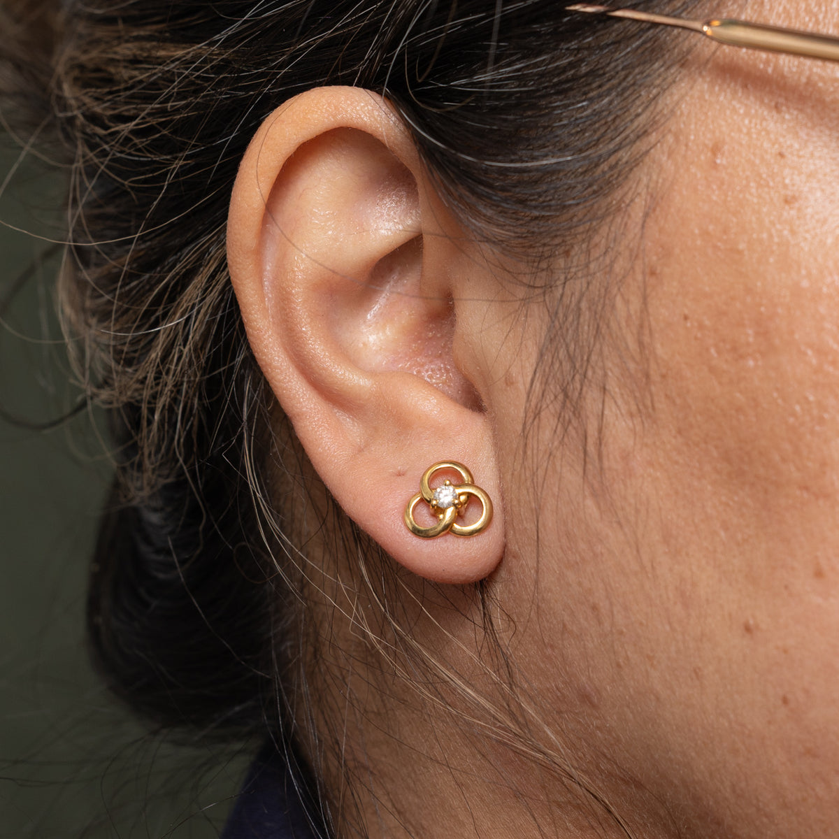 18k Diamond Interlocking Stud Earrings | 0.18ctw