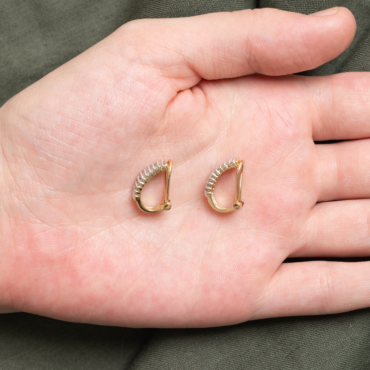 10k Multi Row Diamond Hoop Earrings | 0.37ctw