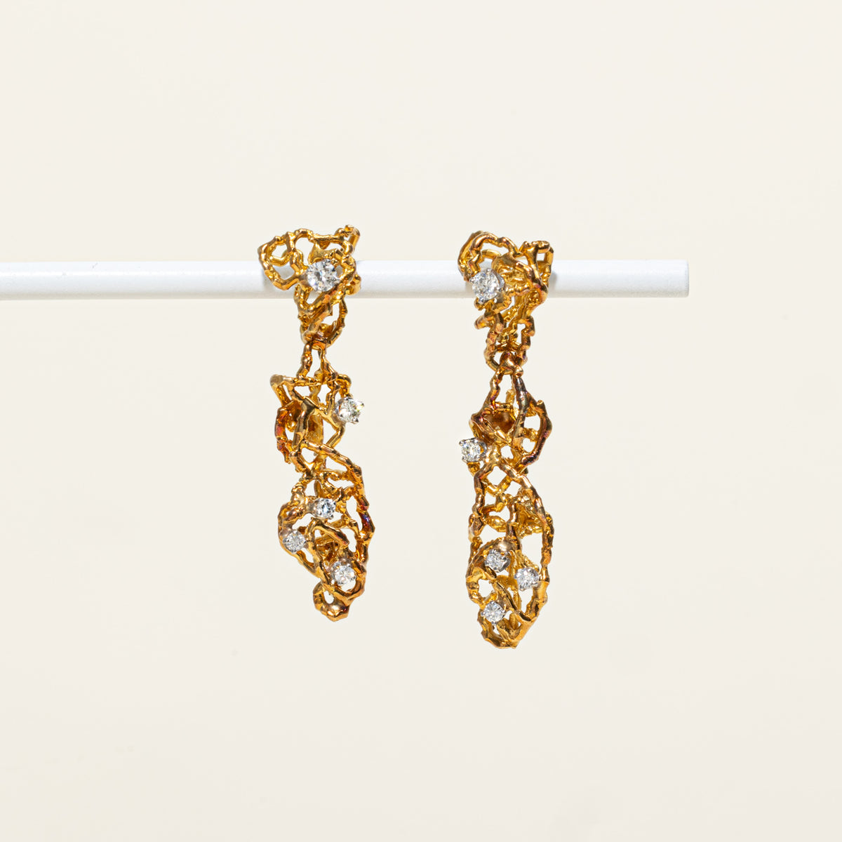 18k Scattered Diamond Openwork Abstract Drop Earrings | 0.45ctw
