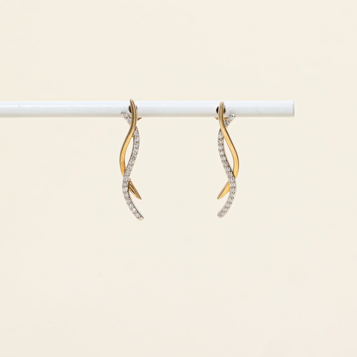 10k Two Tone Diamond Journey Drop Earrings | 0.14ctw