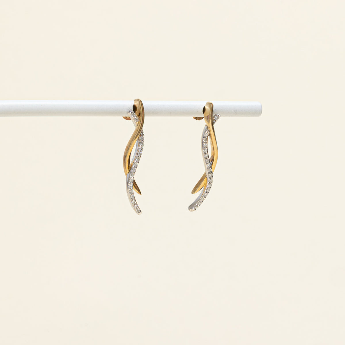 10k Two Tone Diamond Journey Drop Earrings | 0.14ctw