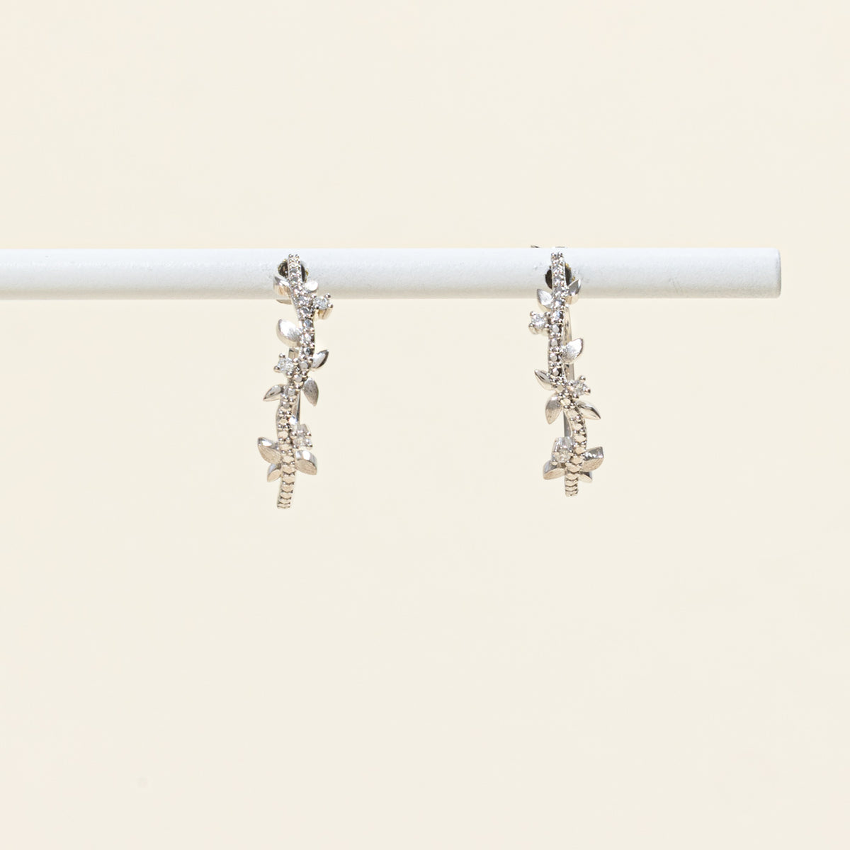 17k Diamond Floral Hoop Earrings | 0.03ctw