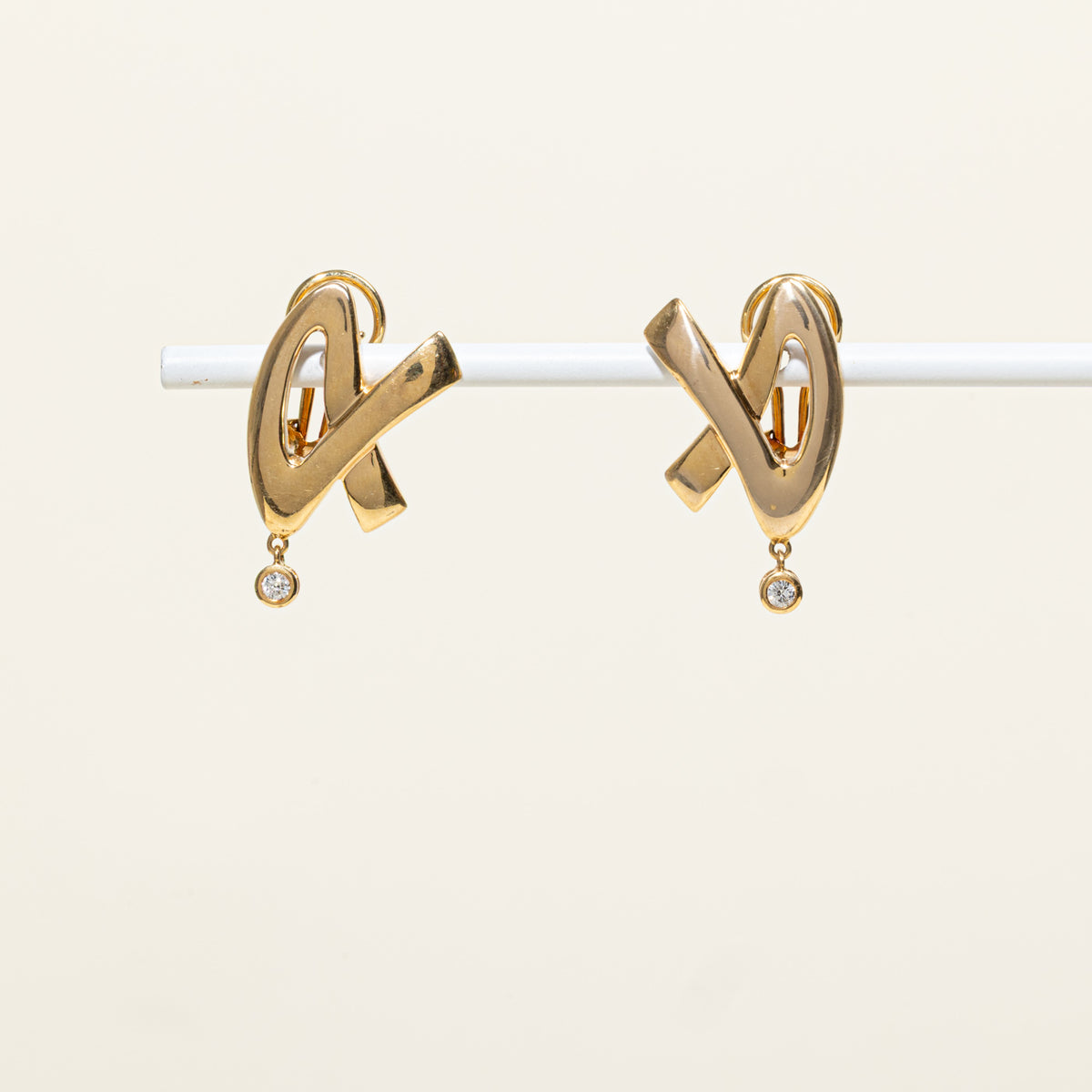 18k Diamond Abstract Cross Over Drop Earrings | 0.12ctw