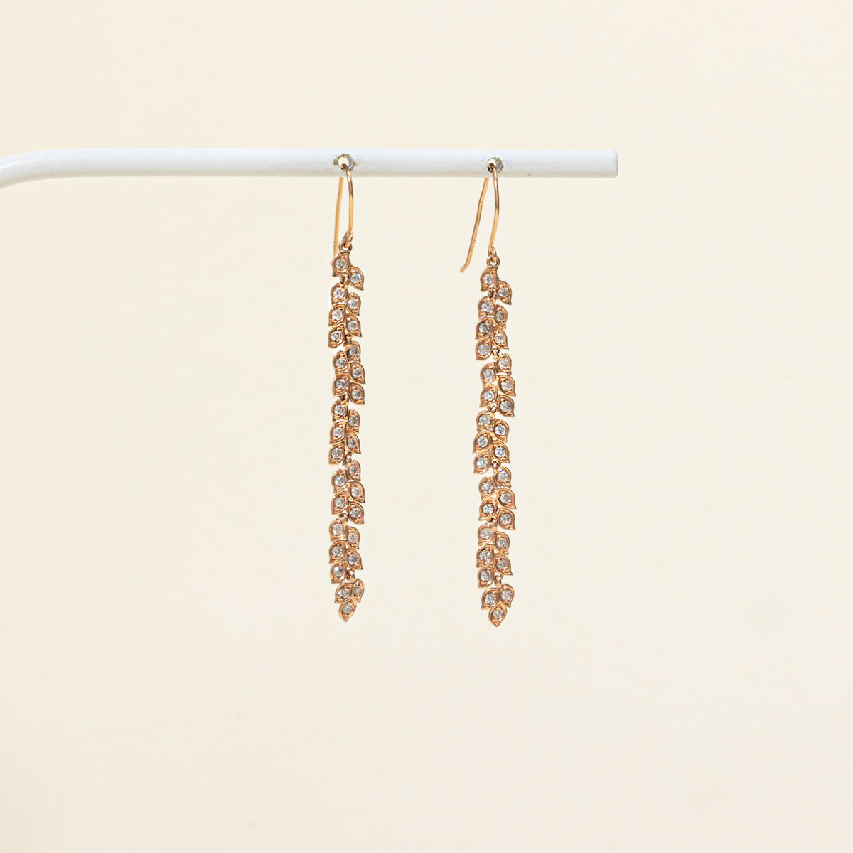 14k Diamond Leafy Vine Drop Earrings | 0.60ctw