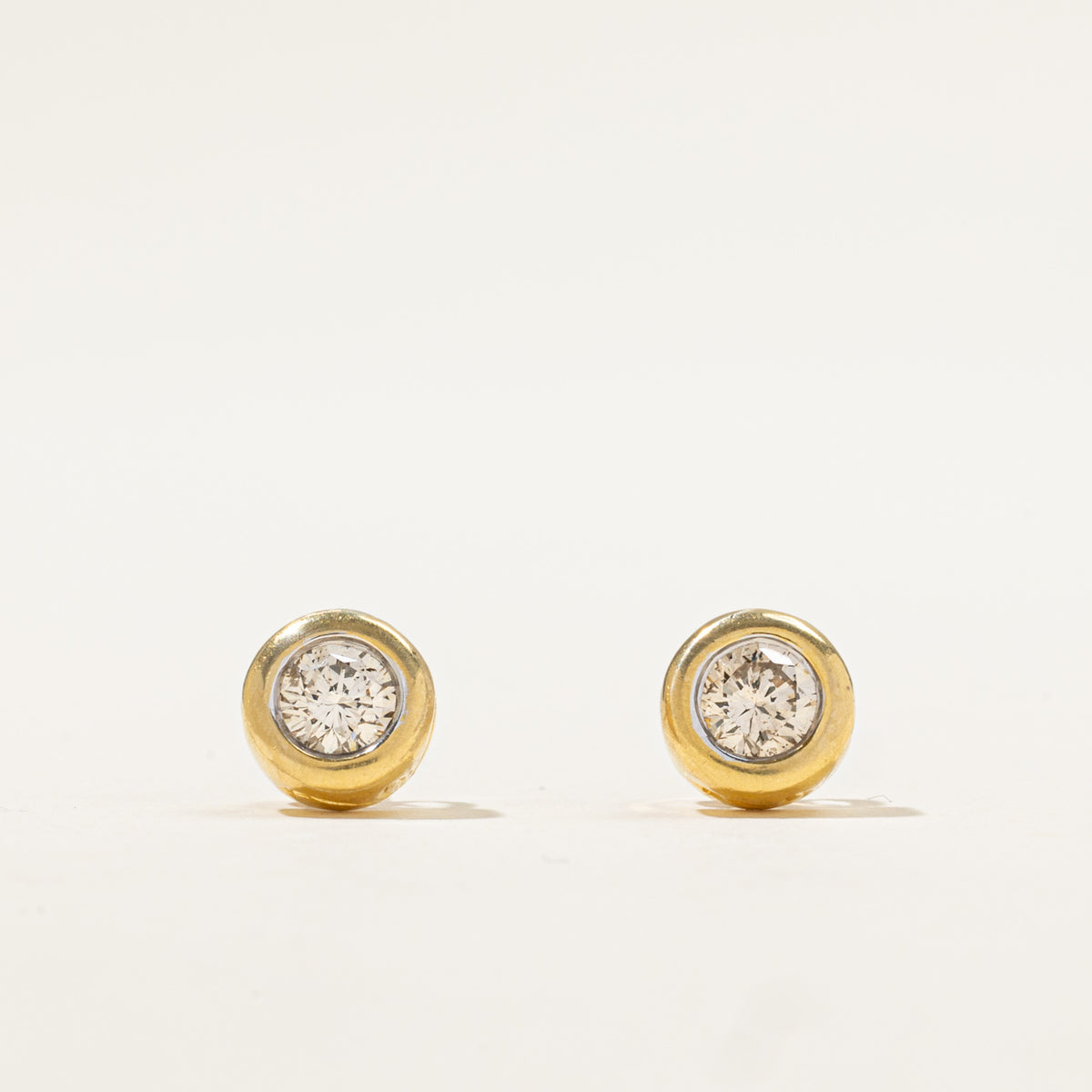 18k Bezel Set Diamond Studs | 0.60ctw I2 L/M