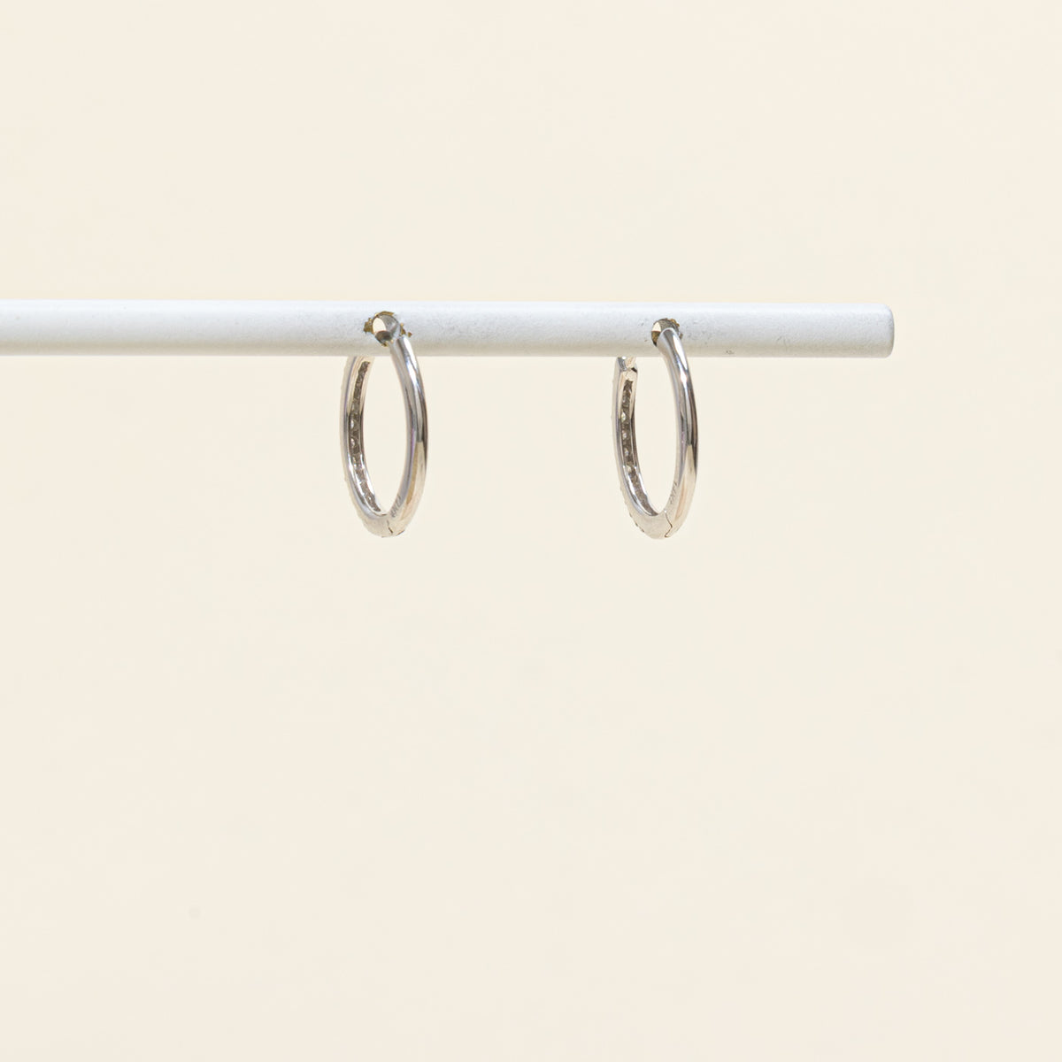 14k Pavé Set Diamond Thin Hoop Earrings | 15.15mm | 0.13ctw