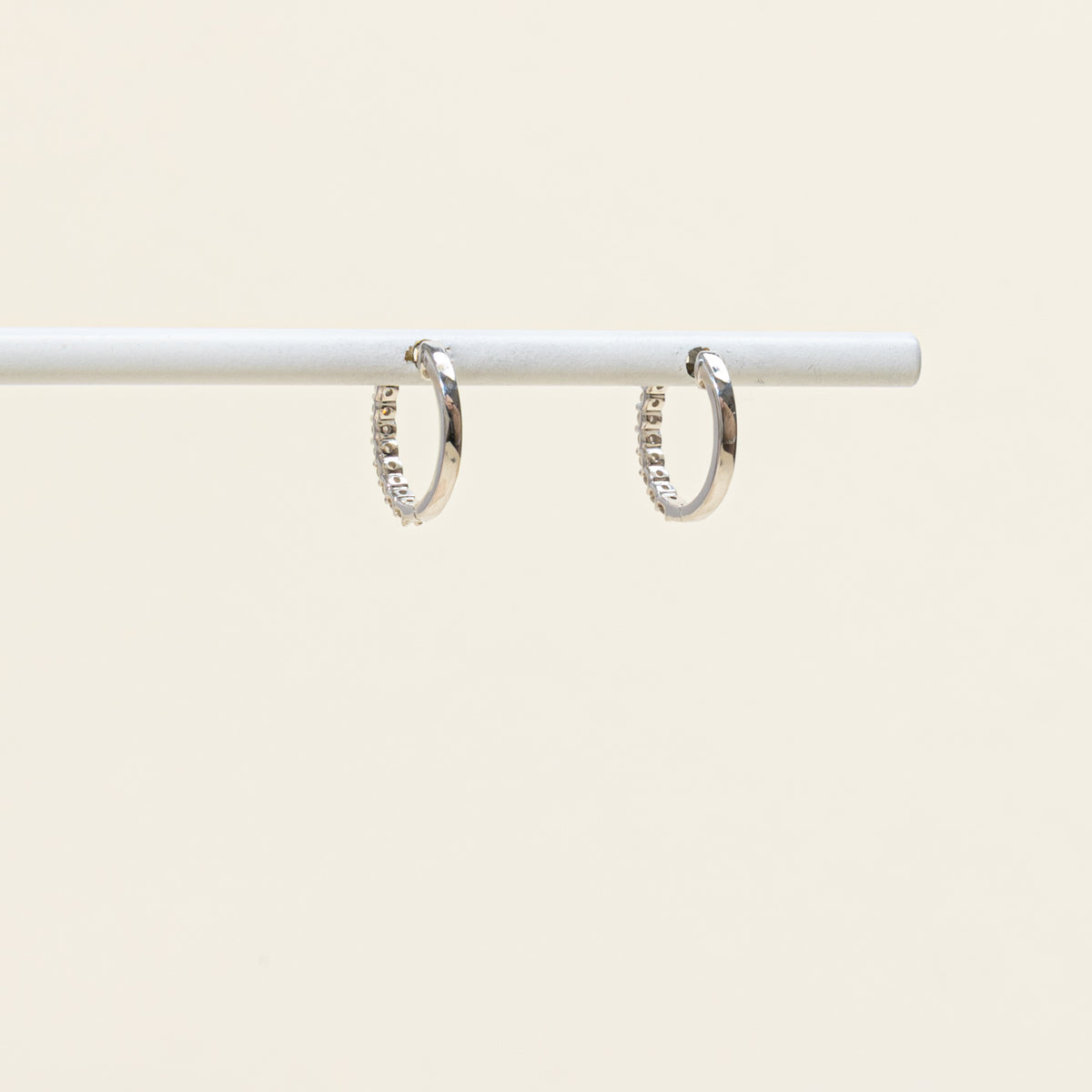 14k Semi Eternity Diamond Huggie Earrings | 12.80mm | 0.21ctw