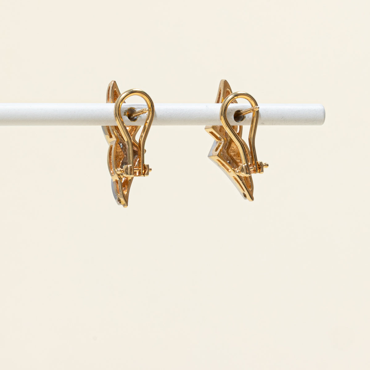 14k Two Tone Accent Diamond Geometric Earrings | 0.04ctw