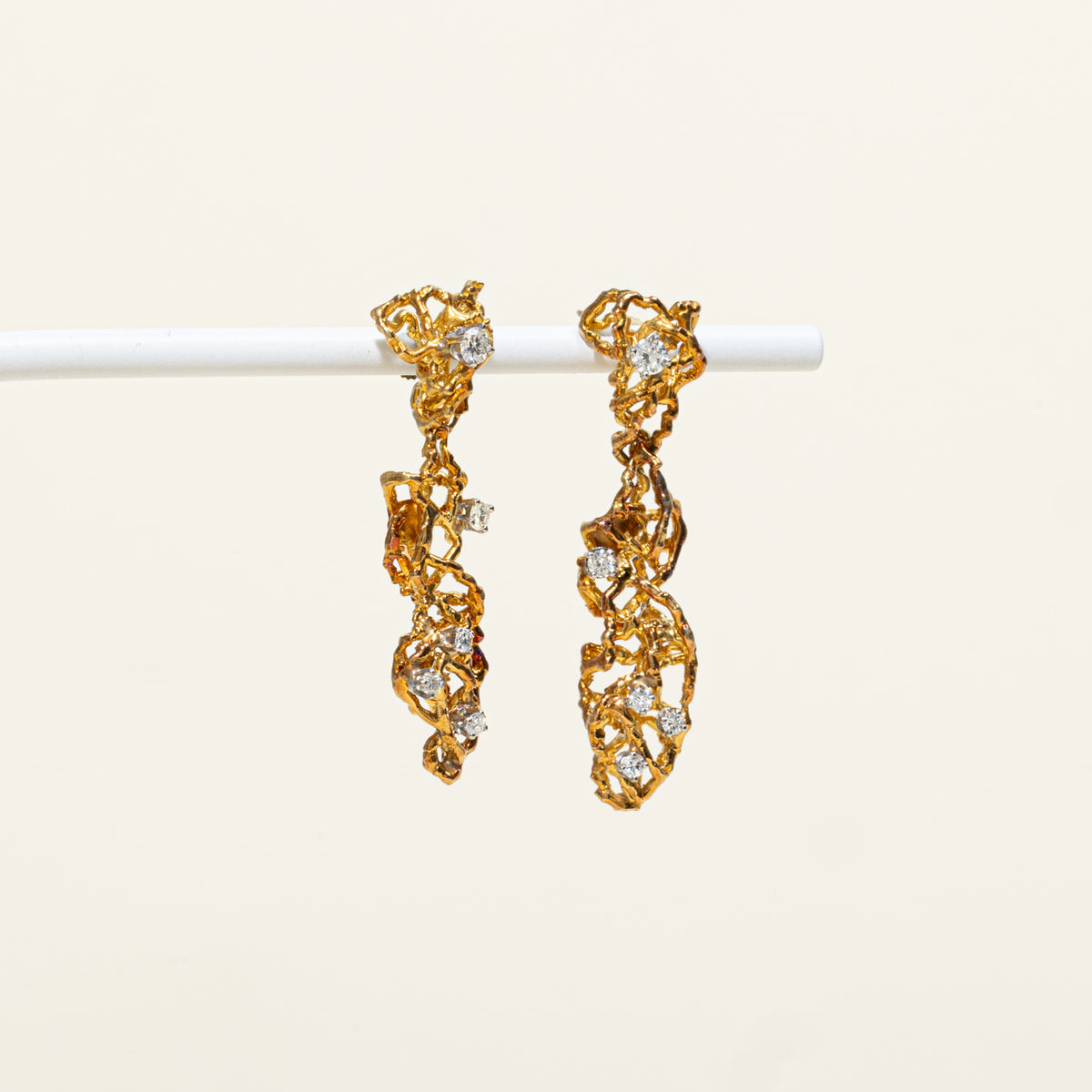 18k Scattered Diamond Openwork Abstract Drop Earrings | 0.45ctw